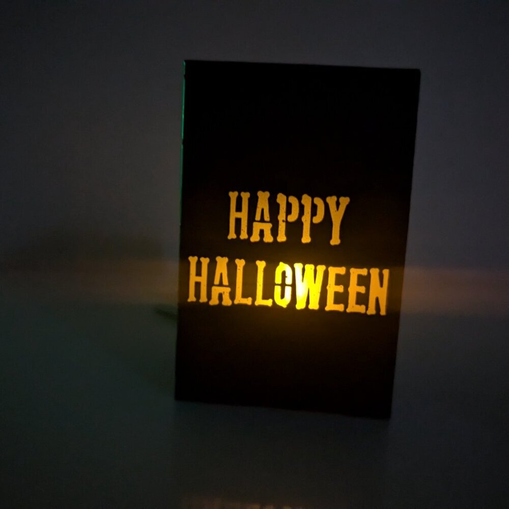NWT Mini 'Happy Halloween' Metal LED Luminaria Black Lantern Ashland Decoration